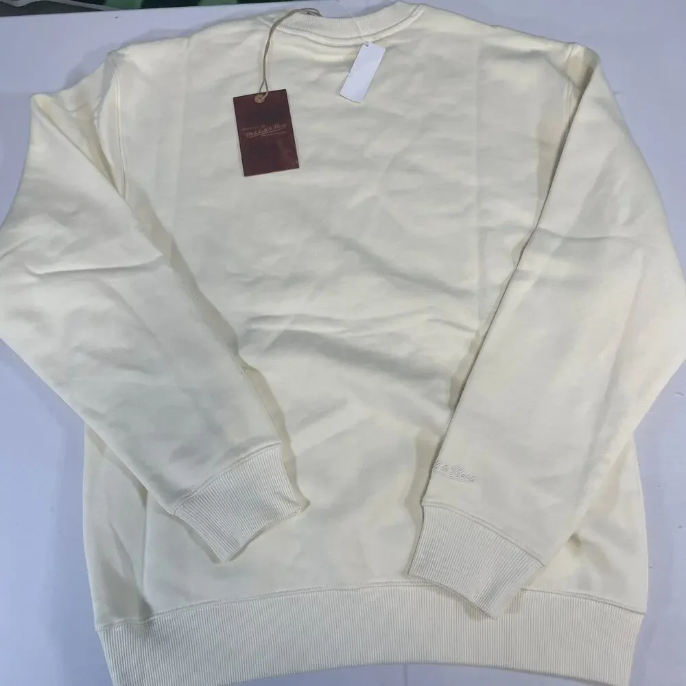 Fordham Rams Mitchell & Ness White Monochrome Crewneck Sweatshirt Men's Sz S NWT - Picture 2 of 2
